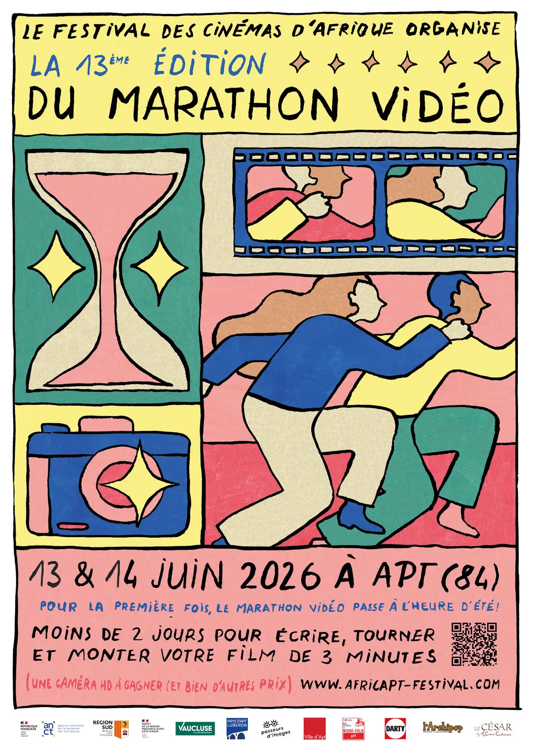 Affiche de la 13e édition du marathon vidéo, 13 et 14 juin 2026 à Apt.