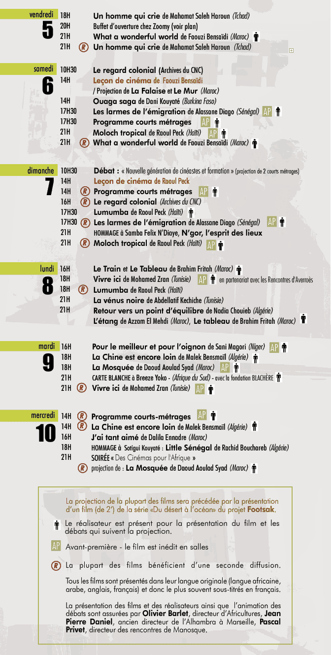 Programme 2010  " Festival des cinémas d'afrique du pays d'Apt "